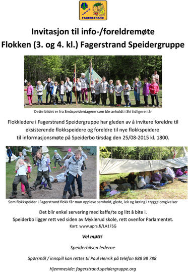 Flokk høst 2015 - Inviatasjon til info og foreldremøte Flokk høst 2015 - Inviatasjon til info og foreldremøte